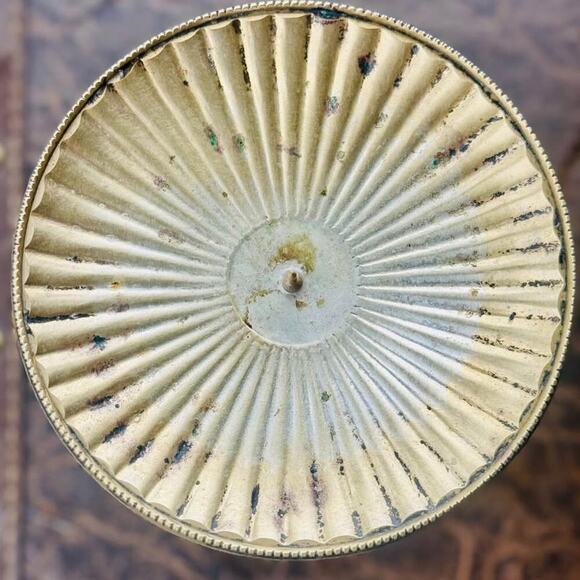 Vintage 6” Solid Brass Candle Holder – Fluted Base & Spiked Plate Top - Picture 3 of 4